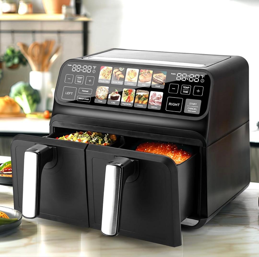 ChefRobot ノンフライヤー 8L 大容量 ダブルバスケット フライヤー