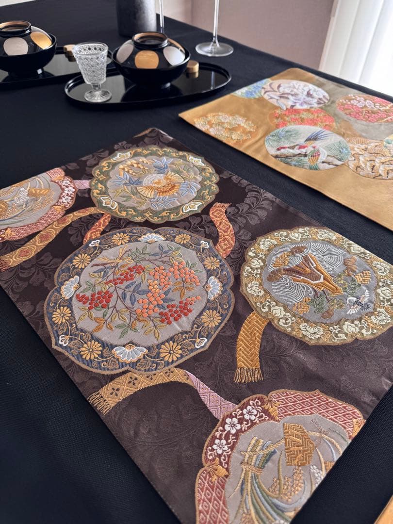 専用◼︎70◼︎一点物 高級袋帯 正絹ランチョンマット4枚セット【帯リメイク】