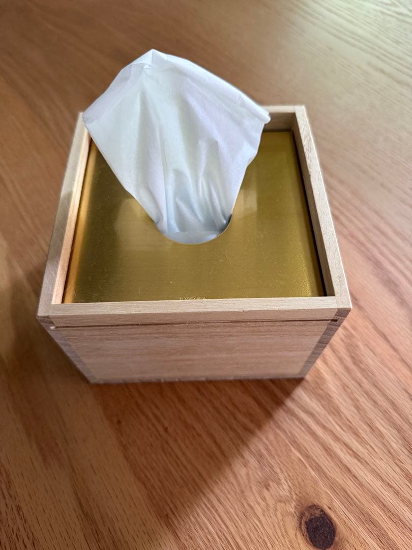 BYOKA 木製ティッシュボックス ゴールド