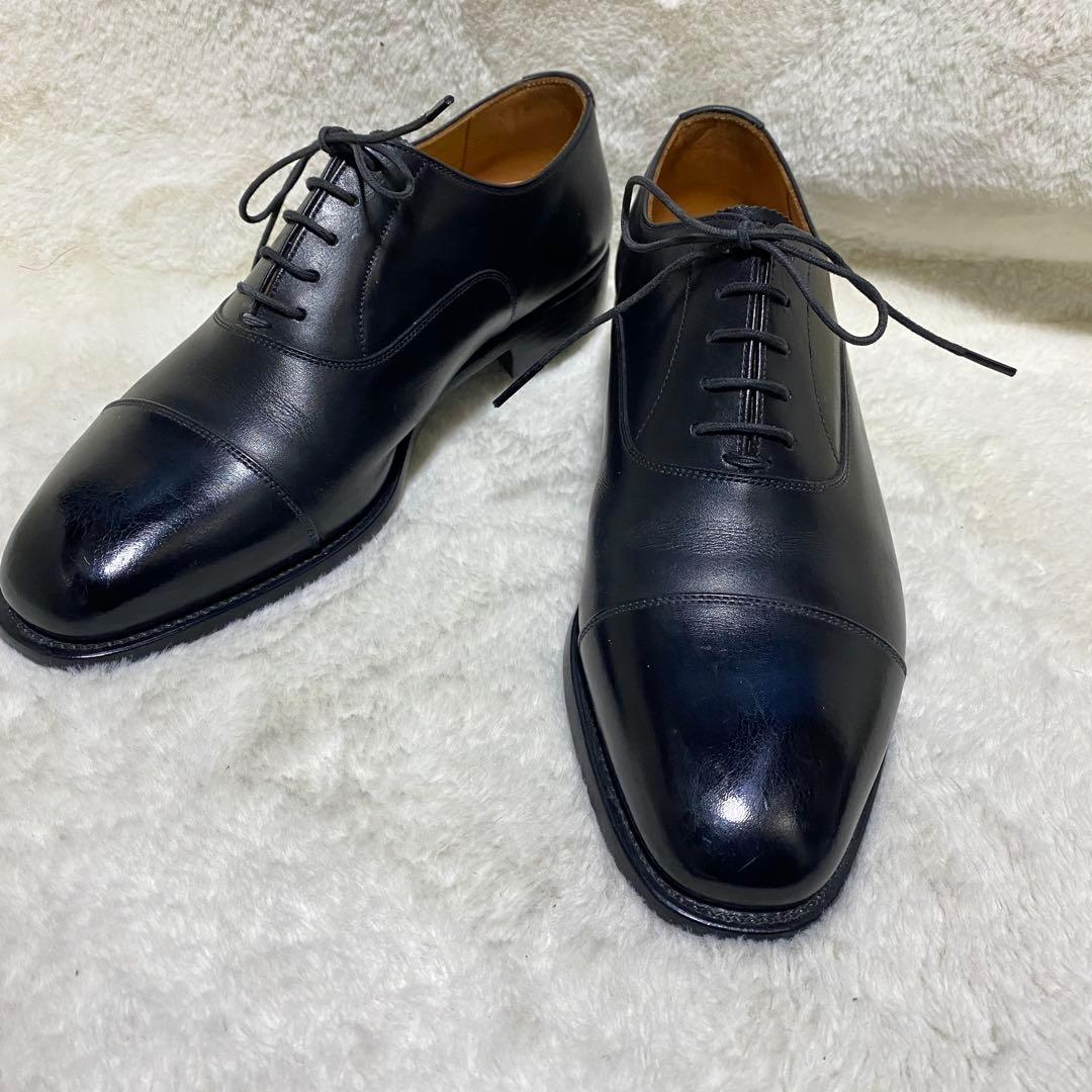 極美品 スコッチグレイン 24.5cm 3526 ストレートチップ 黒