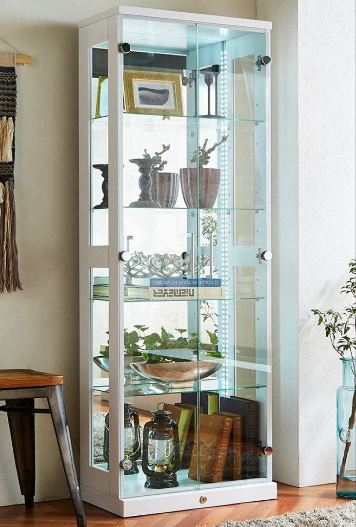 鍵・背面鏡付きガラスショーケース