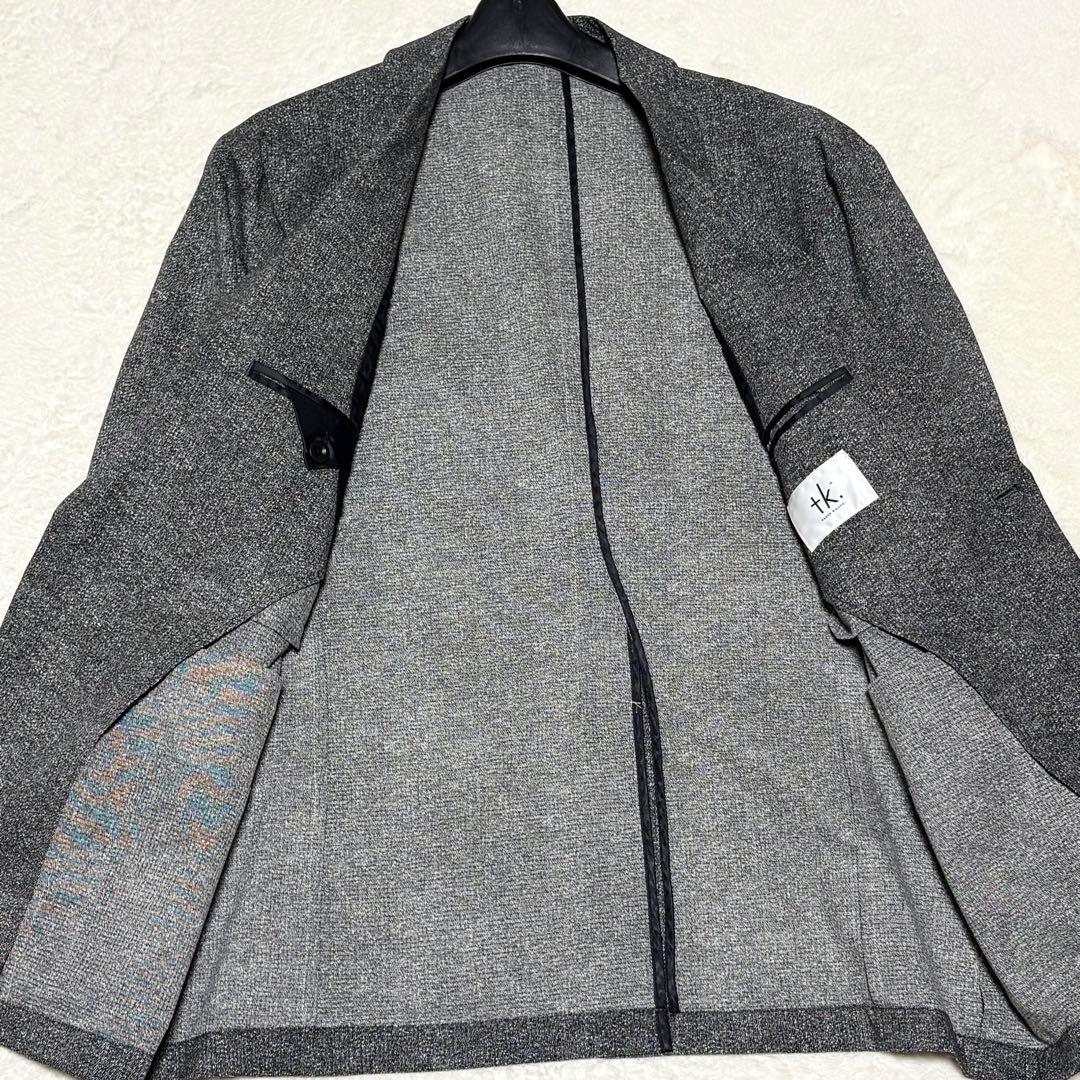 極美品/L タケオキクチ tk セットアップ ストレッチ 洗えるスーツ グレー