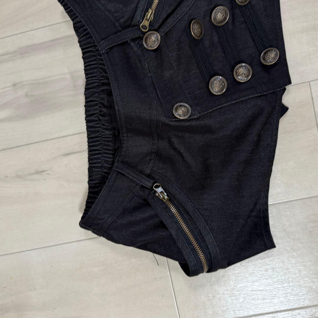 ダークブルー ジッパーポケット ミニスカート