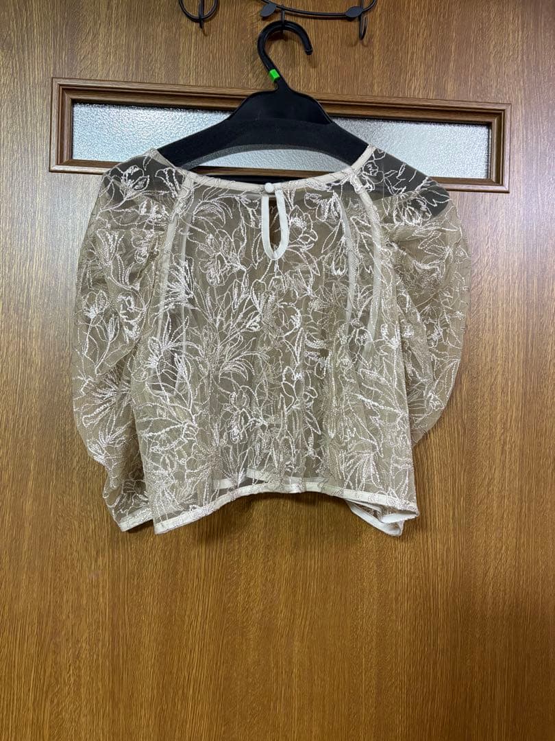 etoll. 刺繍レースレイヤードドレス　結婚式　お呼ばれ　ベージュ