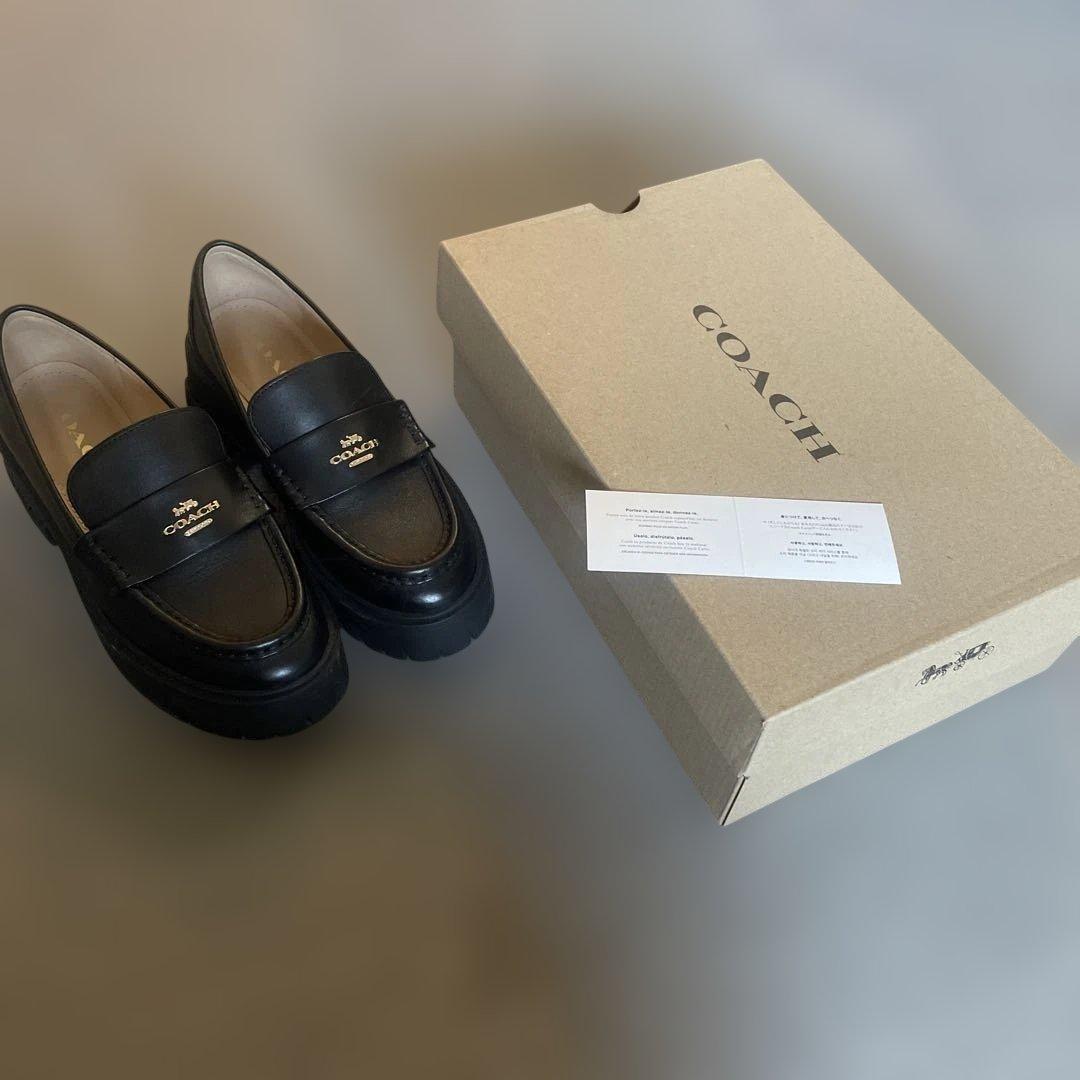 COACH ブラックレザー ローファー