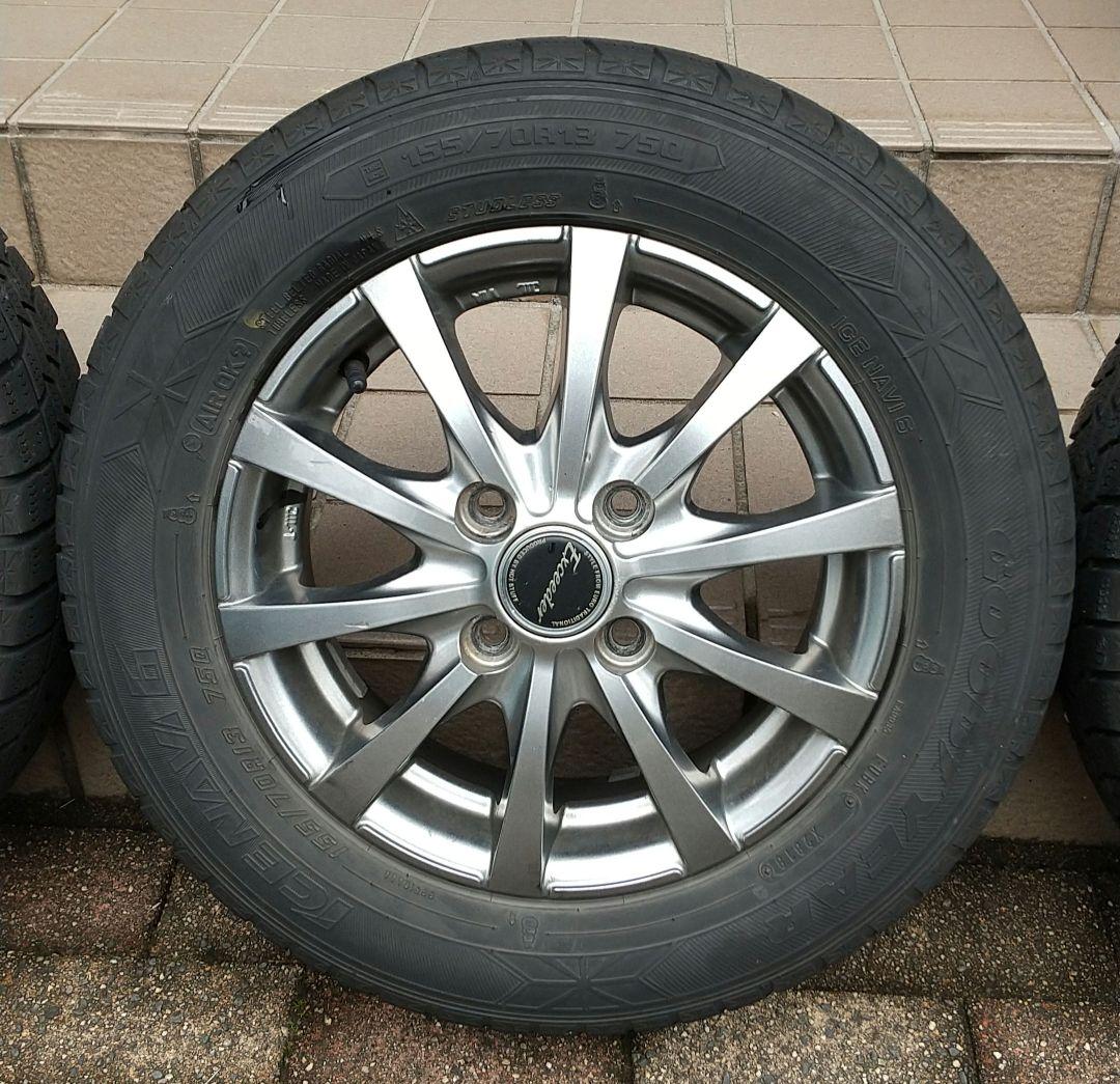 ■スタッドレス155/70R13ダイハツ★アルミ付４本●