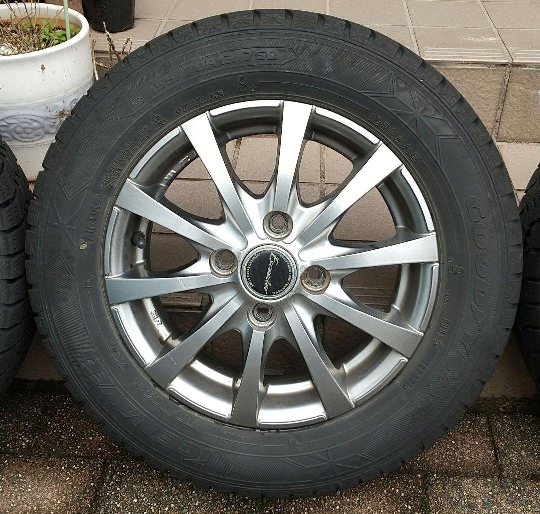■スタッドレス155/70R13ダイハツ★アルミ付４本●
