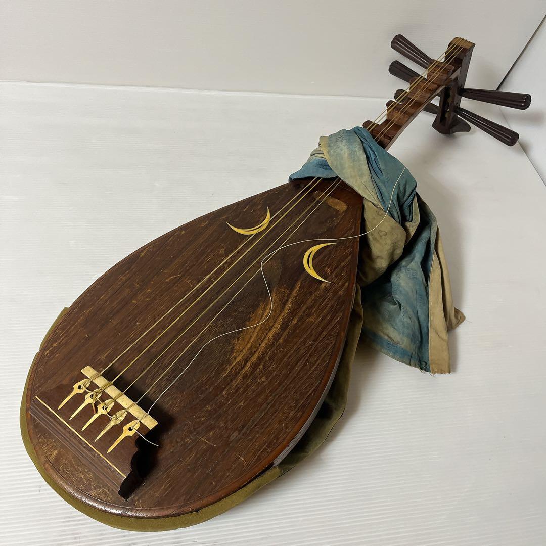 筑前琵琶 五弦 レトロ 弦楽器 ヴィンテージ 時代物 古美術