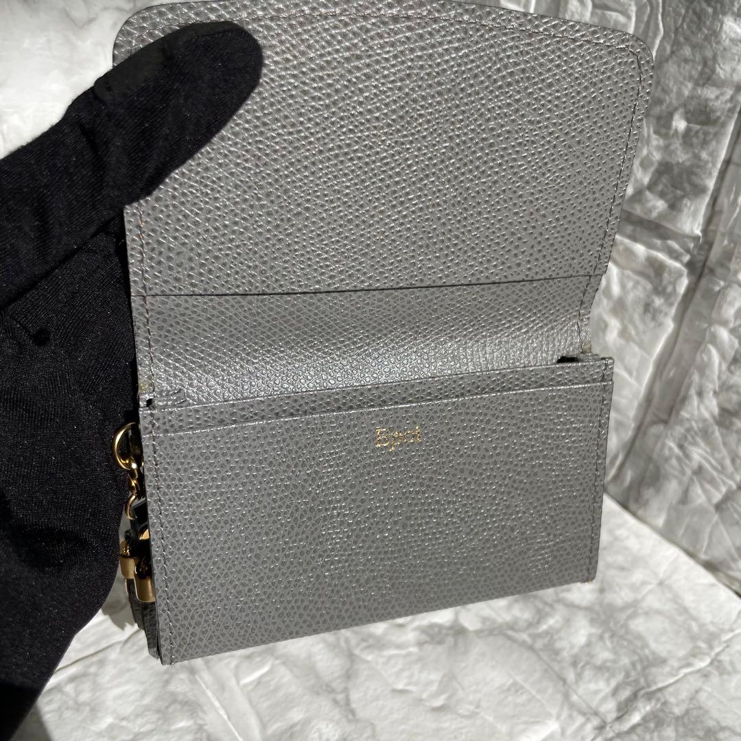 【未使用】Epoi シキ レザー 名刺入れ タッセル付き あくいろ グレー