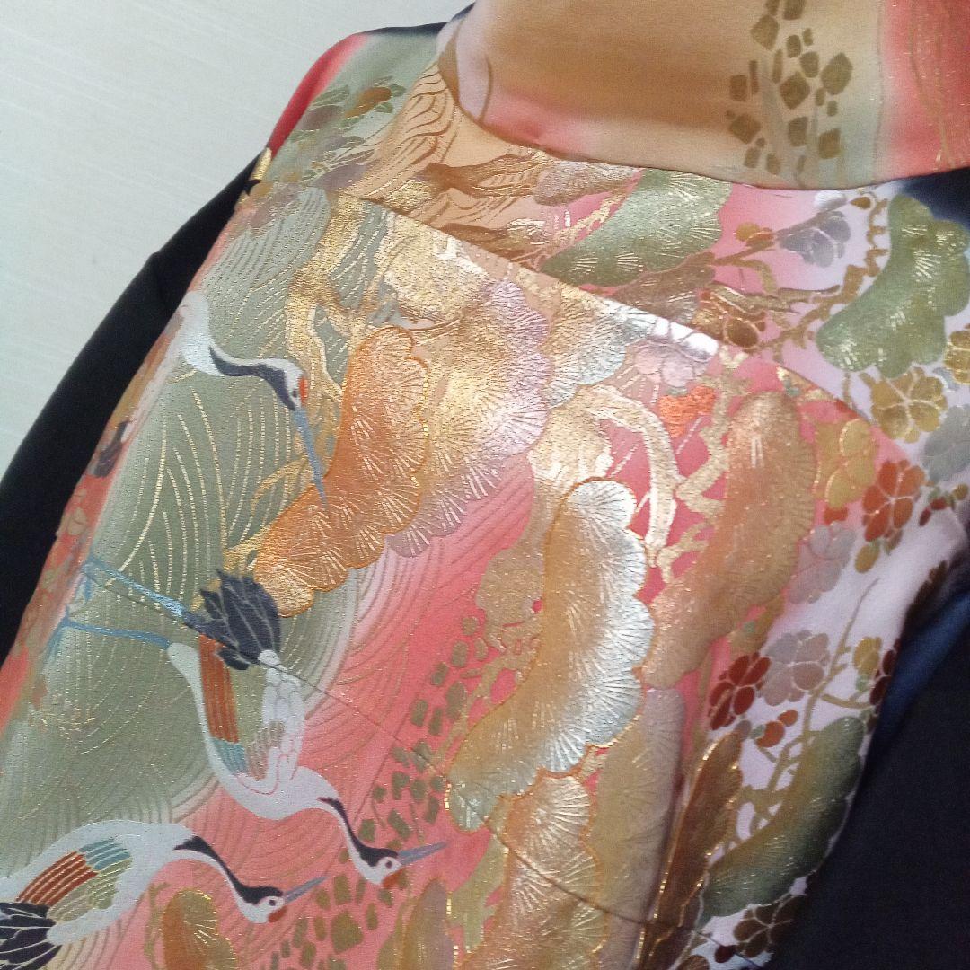 黒留袖リメイクワンピース 華やかな金彩　ゴージャス