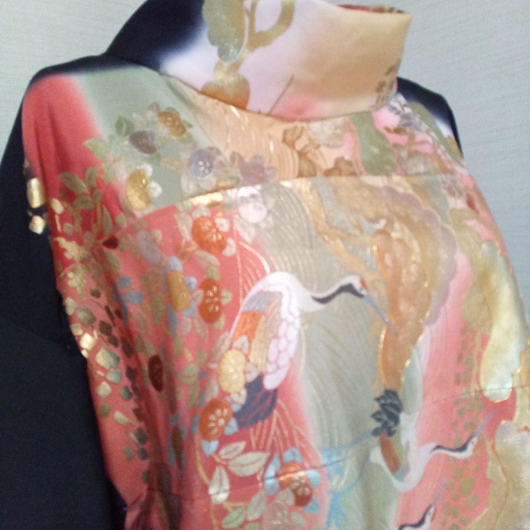 黒留袖リメイクワンピース 華やかな金彩　ゴージャス