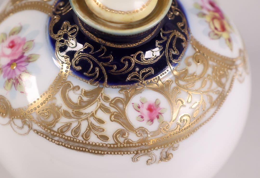 【CM299】オールドノリタケ 花 薔薇 香水瓶 金彩 盛上 パフューム 明治