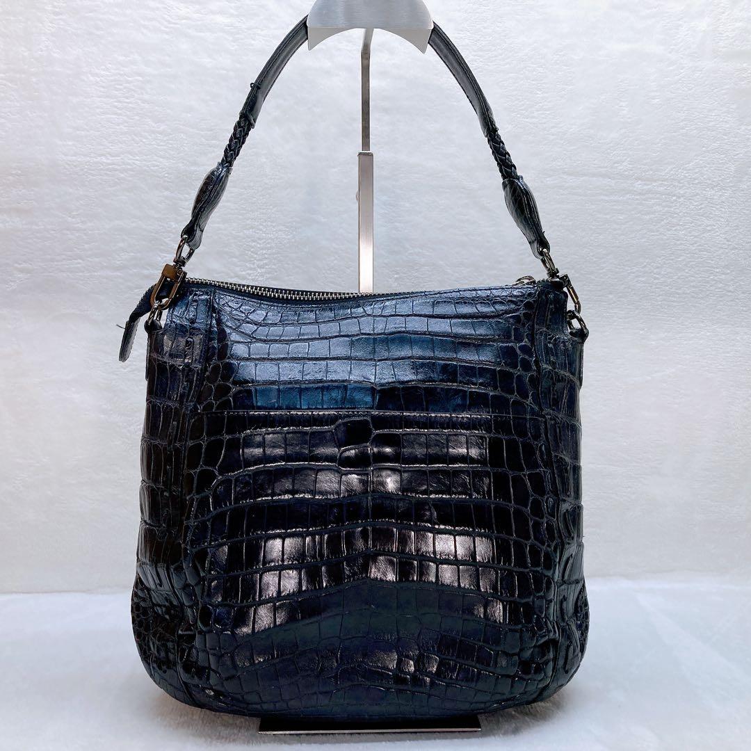 ✨美品✨クロコダイル マットクロコ 2wayショルダーバッグ レザー ブラック