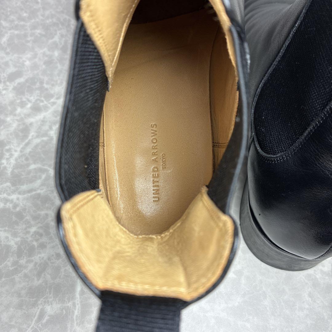 【美品】ユナイテッドアローズ サイドゴアブーツ 本革 黒 日本製 26.5cm