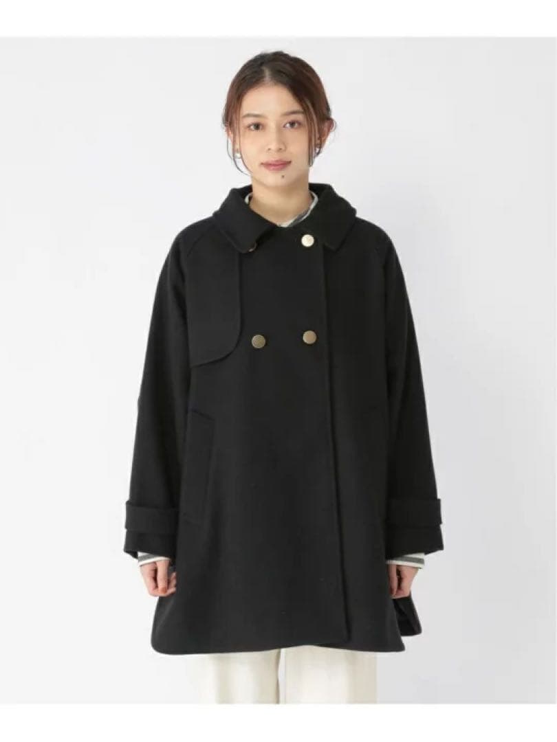 新品タグ付き！希少 完売品！高山都さんコラボ　ふんわりポンチョ風 ピーコート　黒