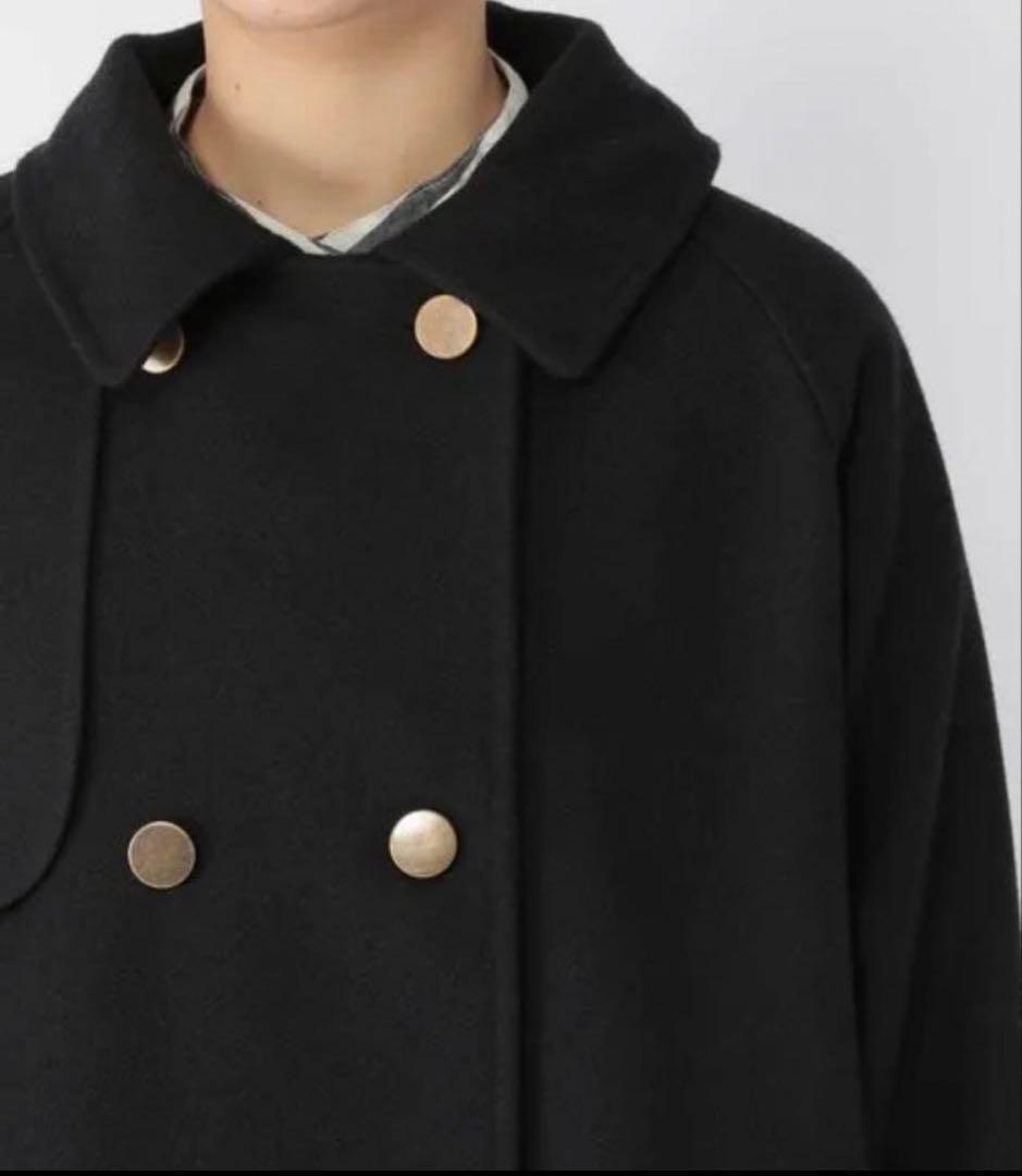 新品タグ付き！希少 完売品！高山都さんコラボ　ふんわりポンチョ風 ピーコート　黒