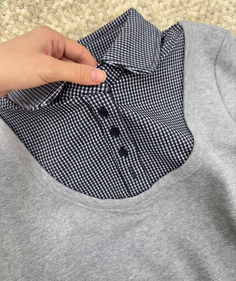 【正規品即日発送 】 COYSEIO パッチワークチェック柄ポロシャツ