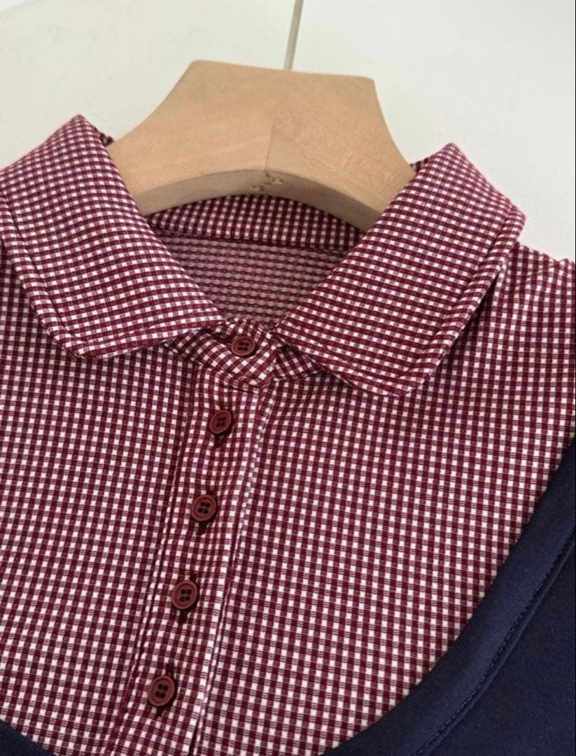 【正規品即日発送 】 COYSEIO パッチワークチェック柄ポロシャツ