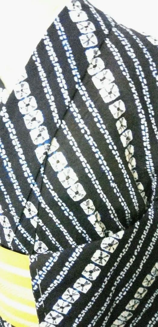 有松絞り浴衣、紺色小紋しつけつき