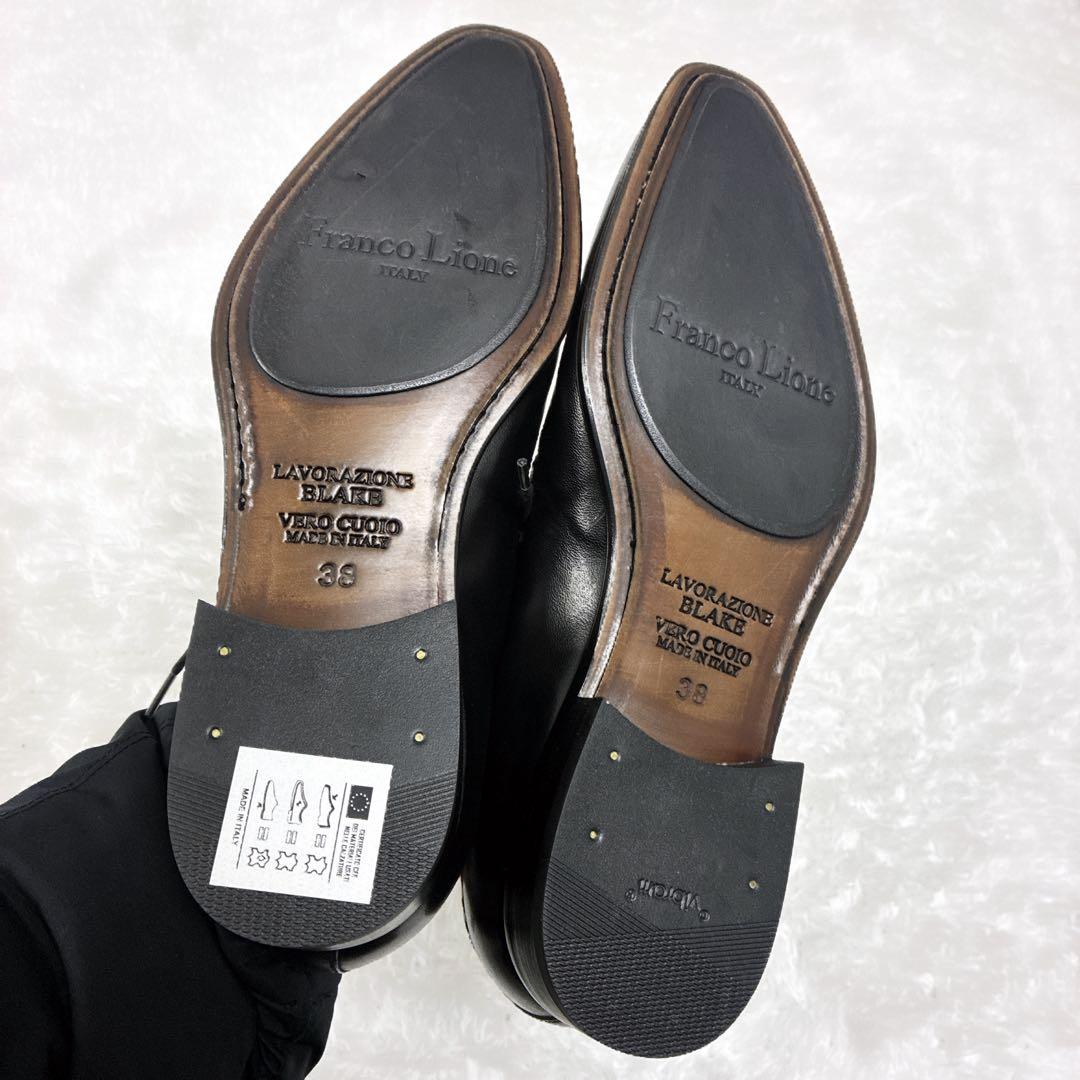 【美品】Franco Lione 伊製 レザー メダリオン　黒 24~24.5