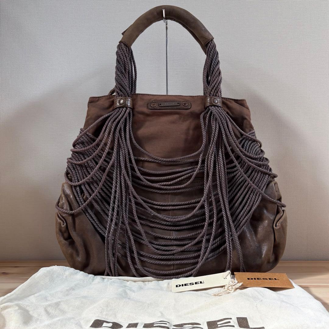 バッグ Y2k Diesel Rope Fringe Bag Leather Brown