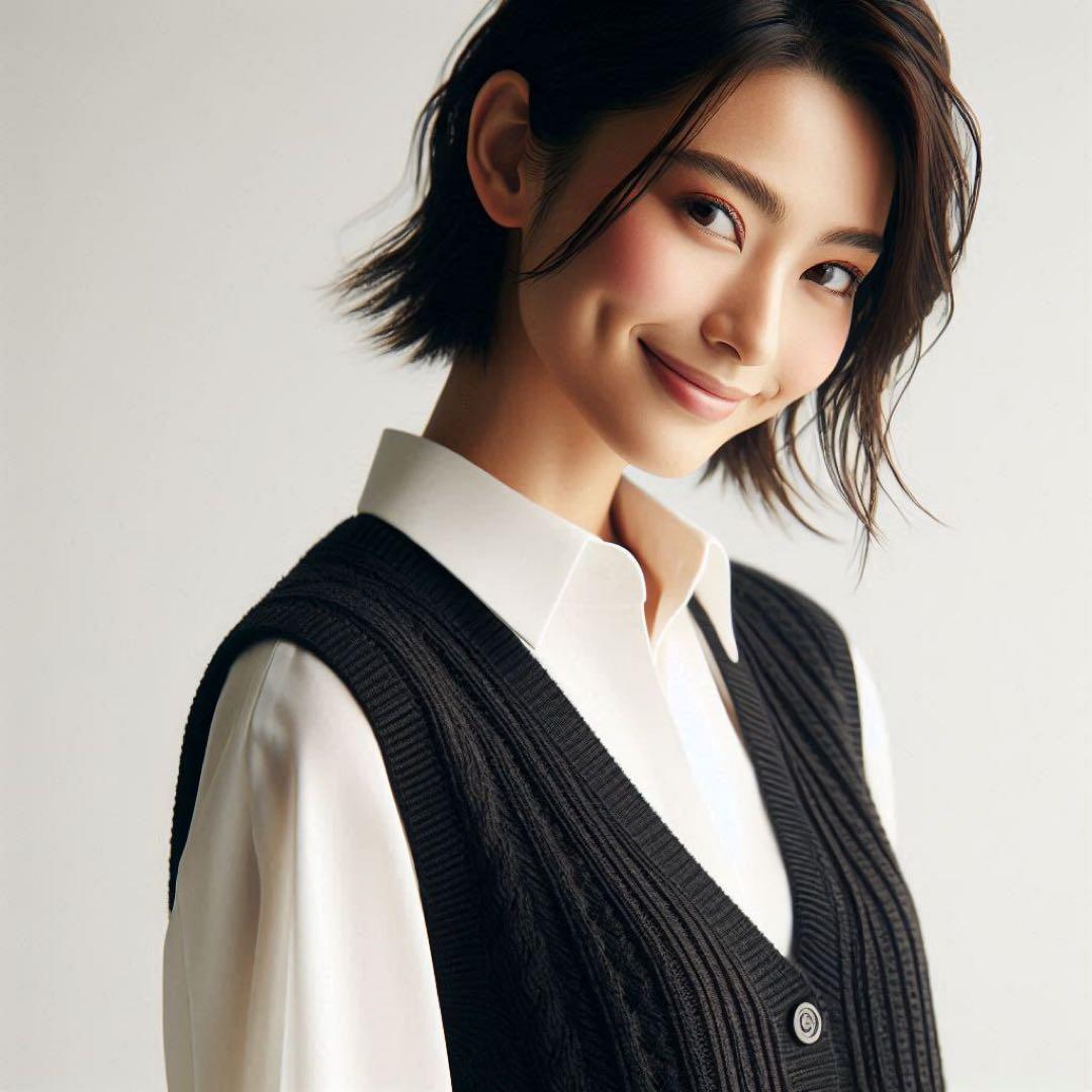 E41 美品 ブラミンク カシミヤ100% ニットベスト ブラック 38 M相当