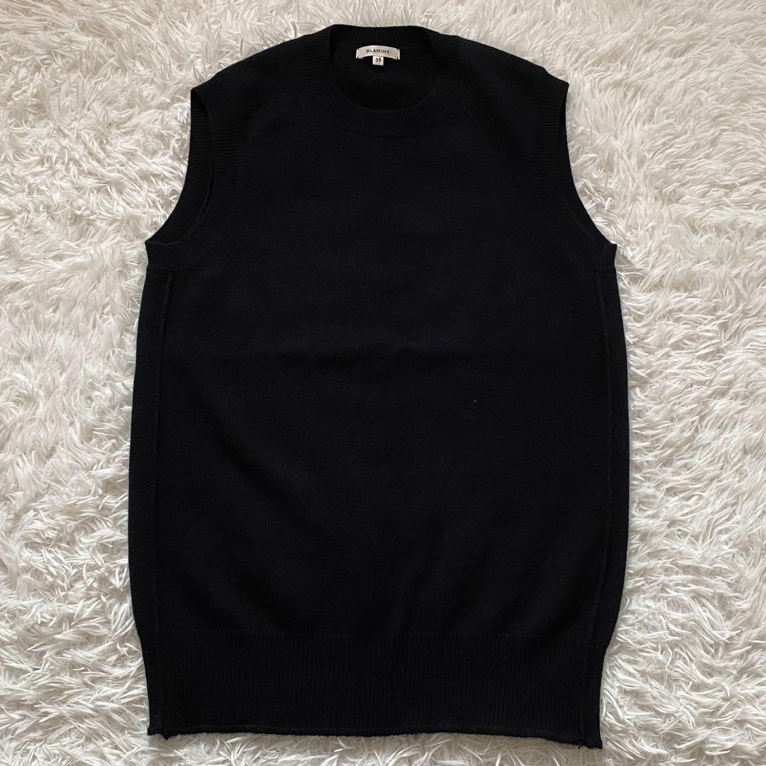 E41 美品 ブラミンク カシミヤ100% ニットベスト ブラック 38 M相当