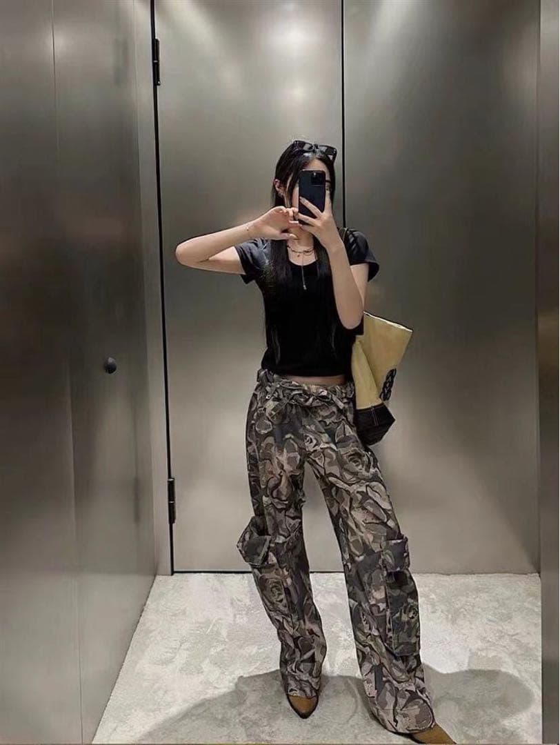 Open yy カモフラージュ柄 ワイドカーゴパンツ