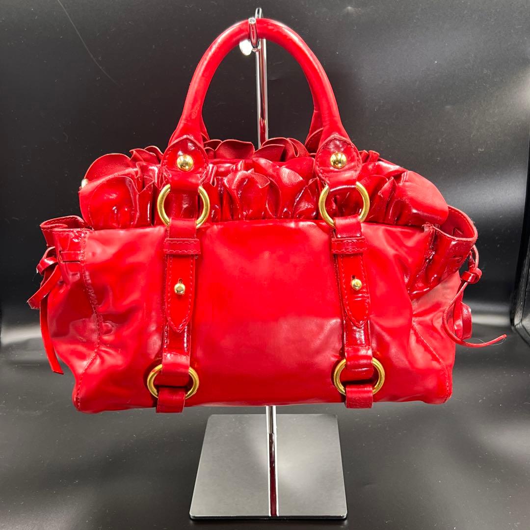 【美品】Miu Miu 2WAY Vitello Lux Y2K バッグ 赤
