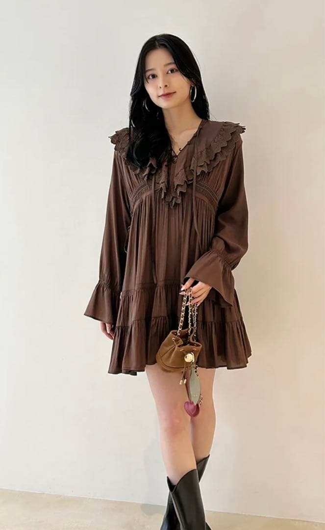 値下げ★即日発送［新品］snidel コットンライクラッフルカラーチュニック