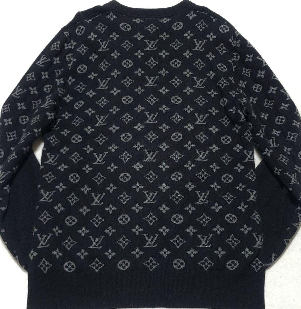 極美品 ルイヴィトン　カシミヤ ニット セーター ハーフ&ハーフ モノグラム 黒