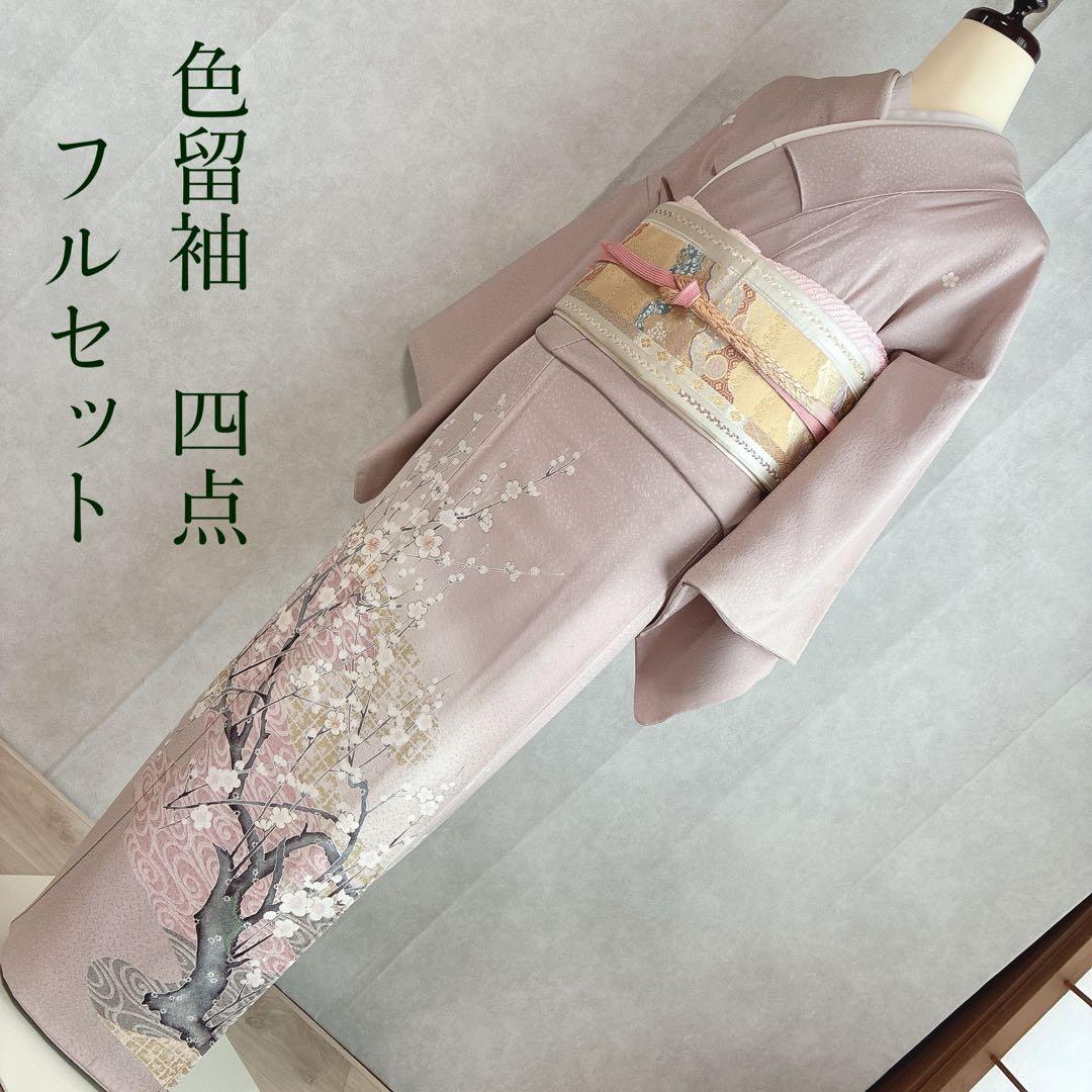 色留袖　フルセット　着物　正絹　五つ紋　大人の薄梅　気品やわらか　梅枝　J9