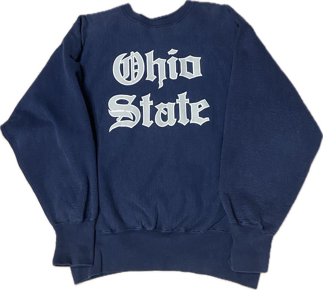90sチャンピオンOHIO STATEリバースウィーブUSA製ネイビー紺XL