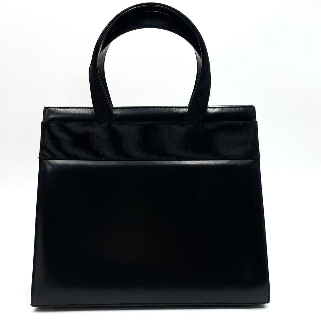 未使用級● フェラガモ 2way ハンドバッグ ヴァラリボン ブラック レザー