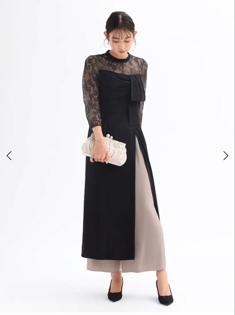 パンツレイヤードスリットドレス