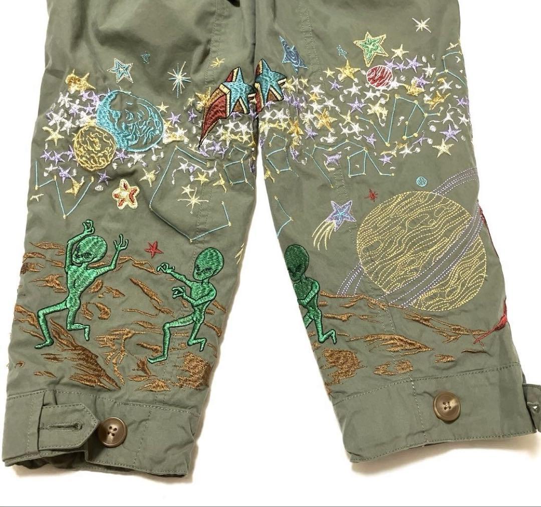 goslowcaravanゴースローキャラバン　ナイロンパネル刺繍モッズコート