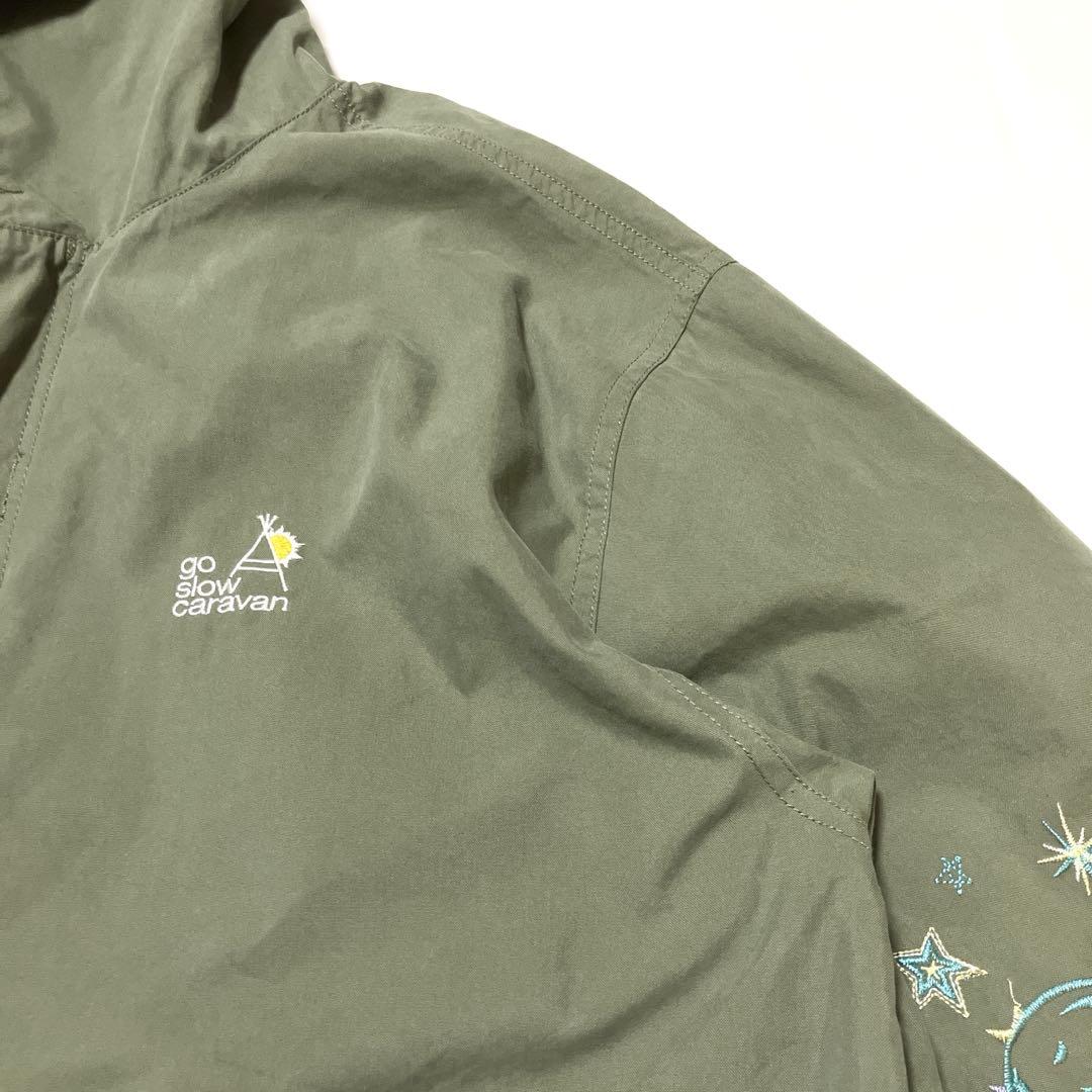 goslowcaravanゴースローキャラバン　ナイロンパネル刺繍モッズコート