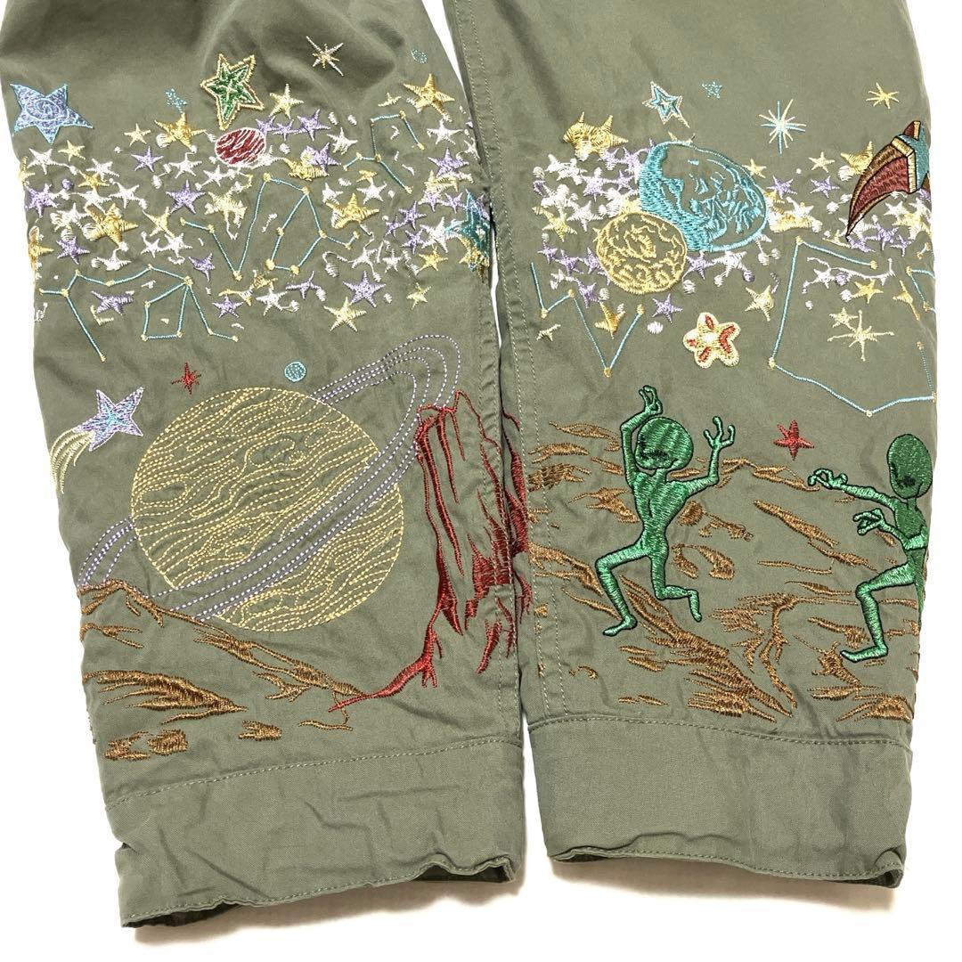 goslowcaravanゴースローキャラバン　ナイロンパネル刺繍モッズコート