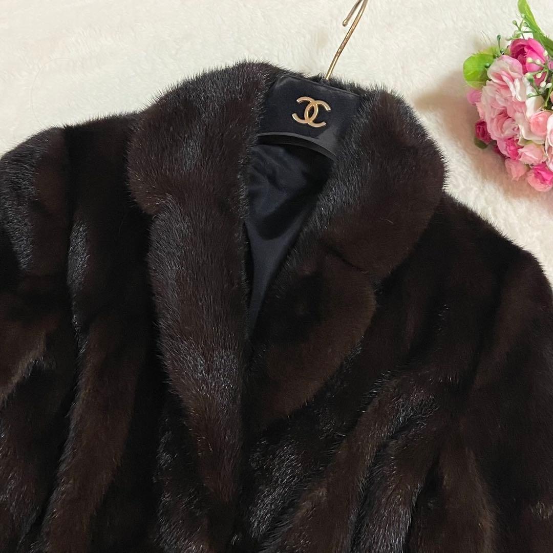 【極美品】 ミンク 本毛皮 コート なめし柔らか 毛並み◎ 艶感◎