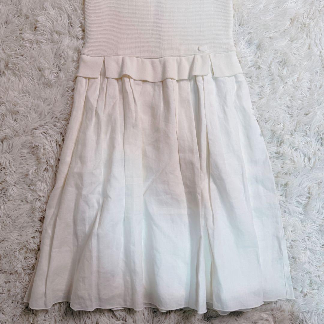 は*♡様 FOXEY フォクシー ノースリーブ ワンピース リネン素材 切替 ホ