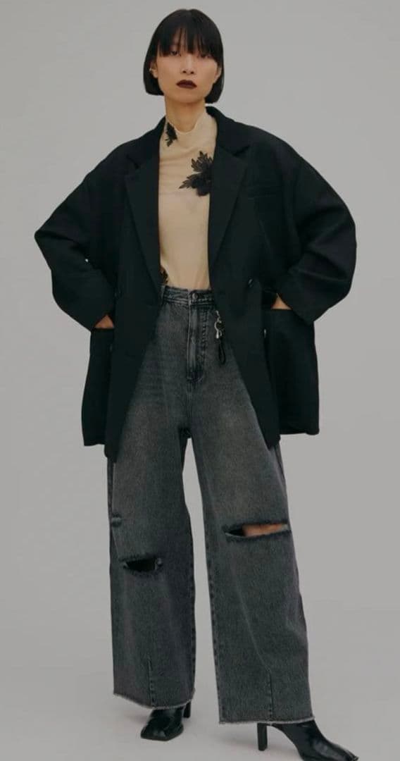 AMERI RIB SWITCHING OVER JACKET 黒 新品 タグ付