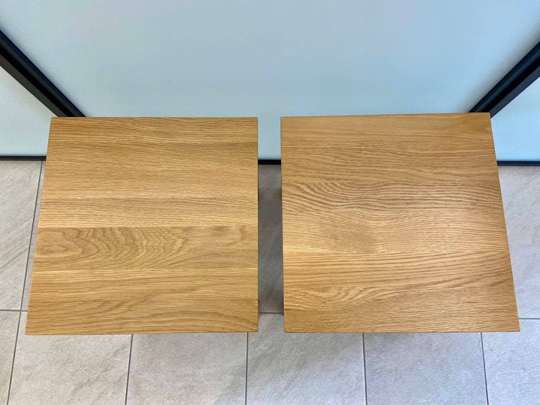 ☘️送料無料⭐️美品⭐️廃盤レア⭐️２脚セット⭐️無印⭐️無垢材サイドテーブルベンチ⭐️オーク