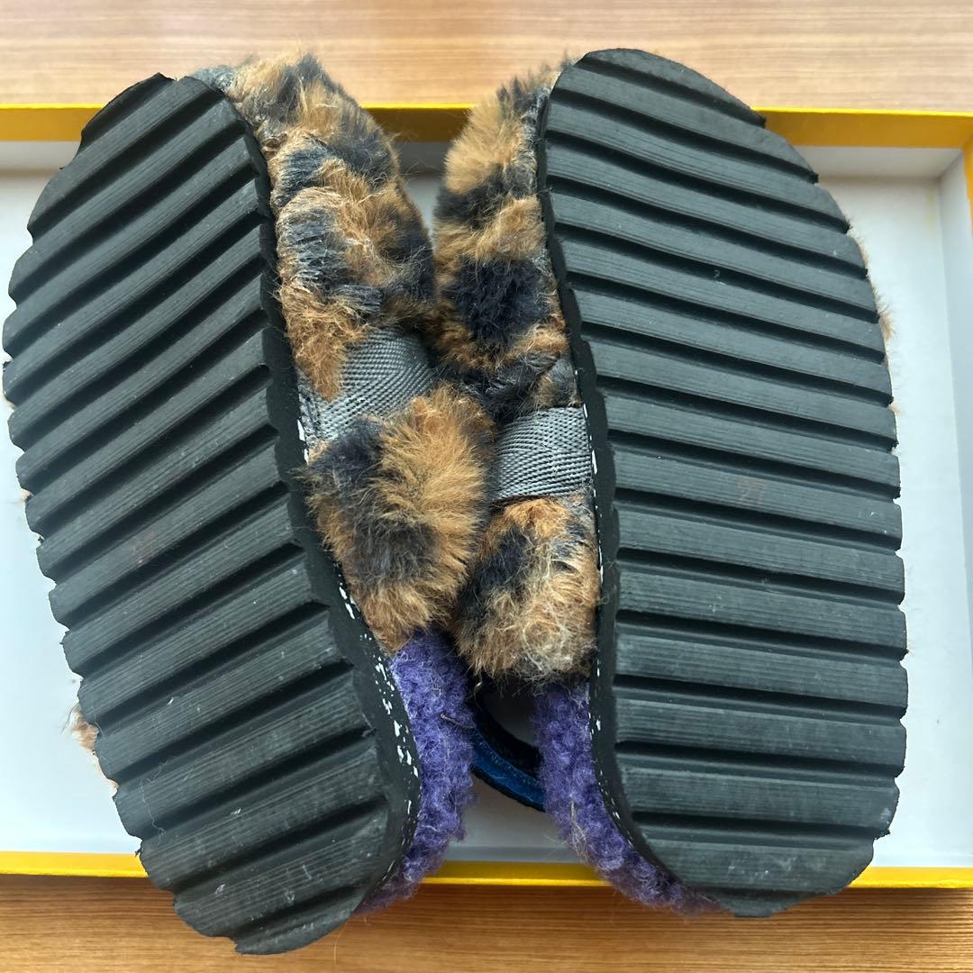 Maison Mangostan レオパード柄 ファーサンダル　17cm