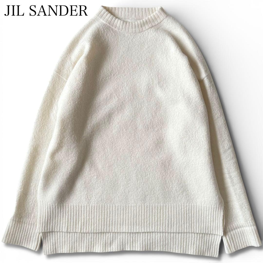 近年 JIL SANDER サイドスリット ニット クルーネック ホワイト系