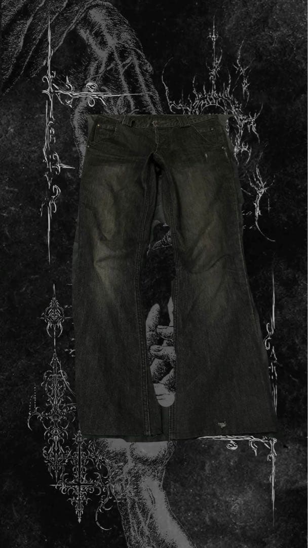 00s archive vile punk 平成　フレアデニム 弾丸ベルト付き