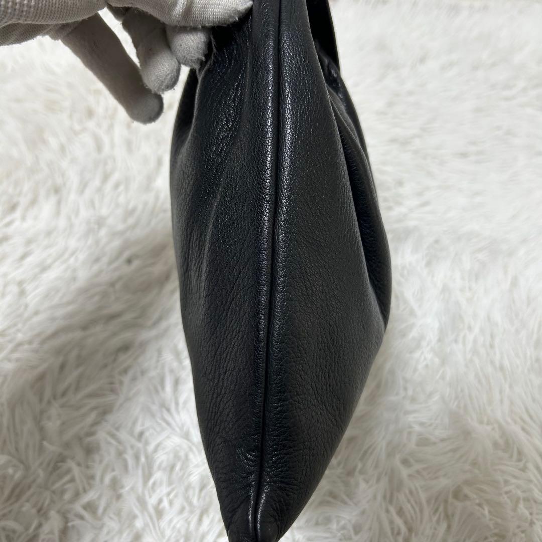 【美品✨巾着/2way】アエタ　ワンショルダー　ハンドバッグ　レザー　ブラック