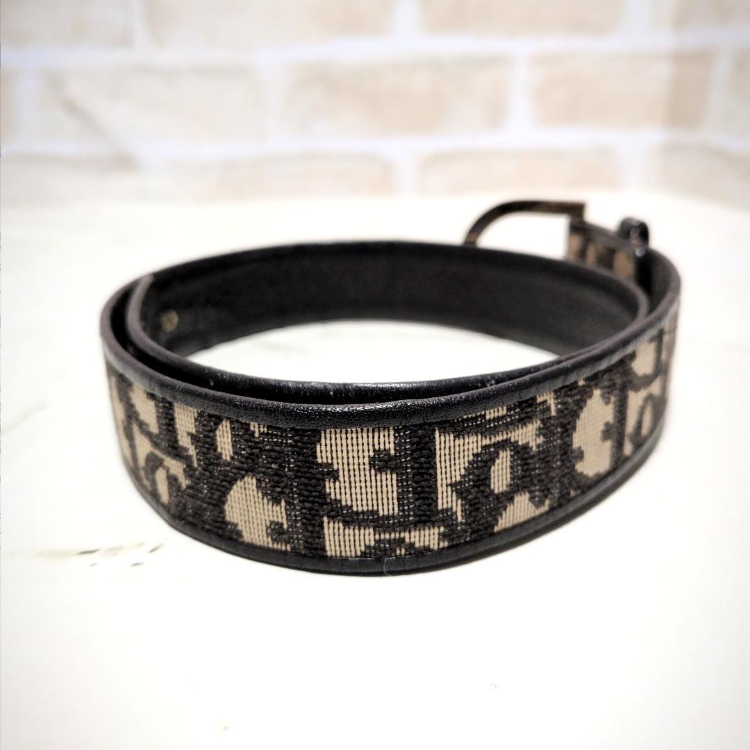 ★OLD DIOR【ディオール】トロッター柄 キャンバス 切替 レザーベルト希少