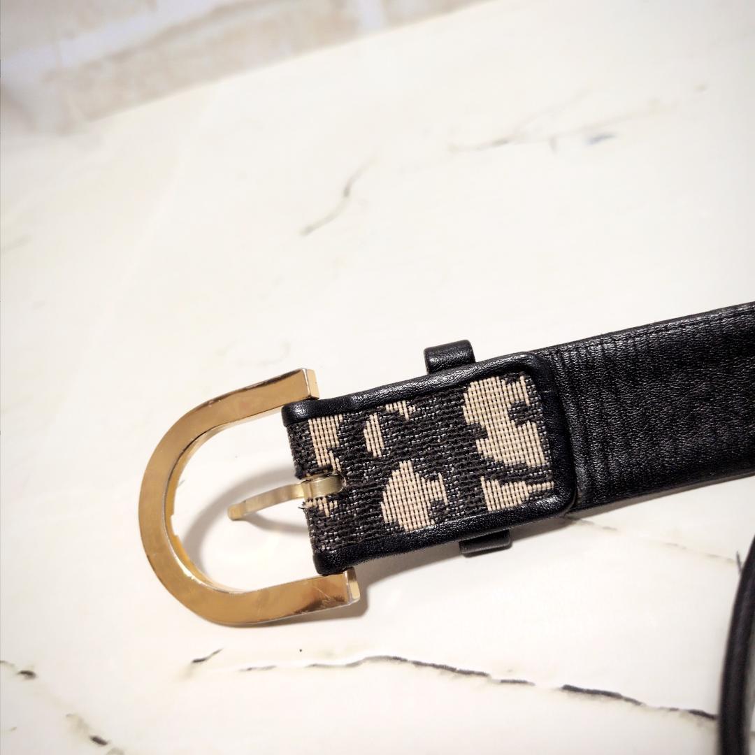 ★OLD DIOR【ディオール】トロッター柄 キャンバス 切替 レザーベルト希少