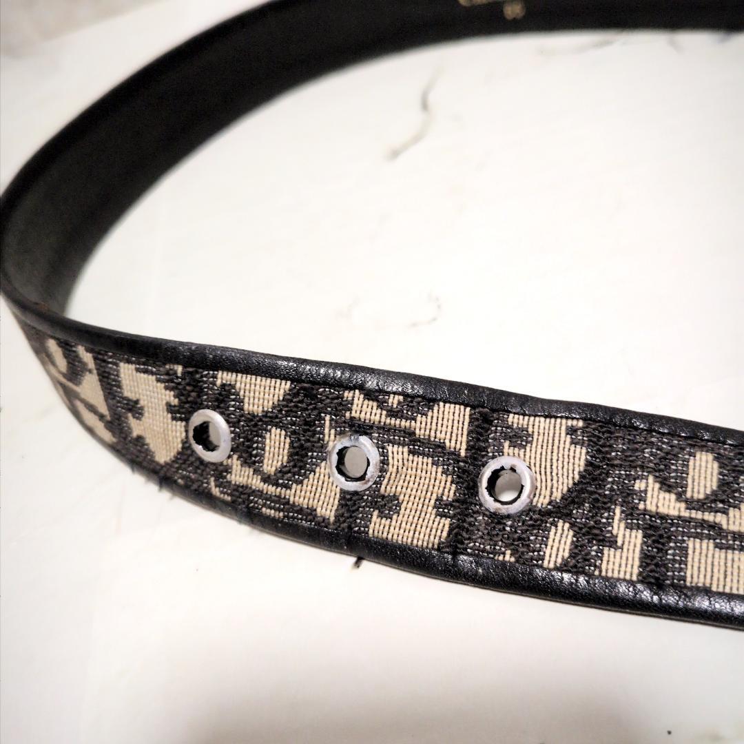 ★OLD DIOR【ディオール】トロッター柄 キャンバス 切替 レザーベルト希少