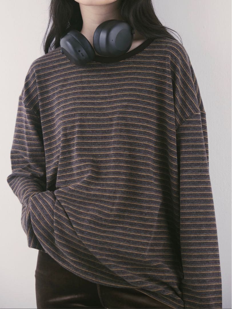 トップス aere / border long T-shirts